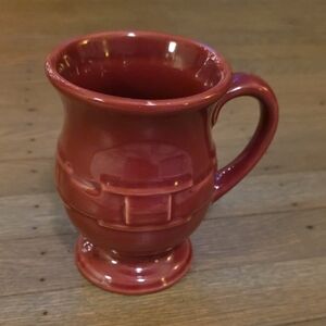 Longaberger Pottery Woven Traditions Paprika Red Burgundy Footed Pedestal Mug